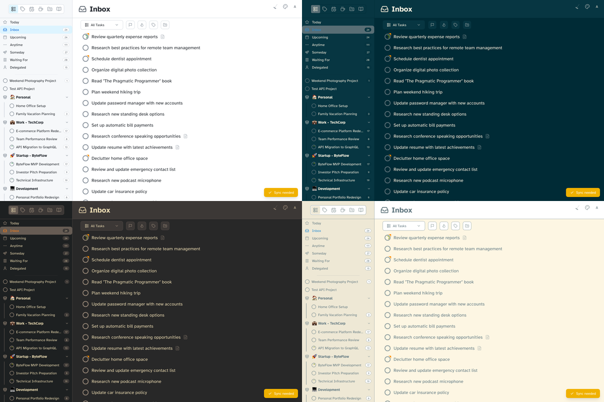 Irkless dark mode and light mode theme options for personal task manager